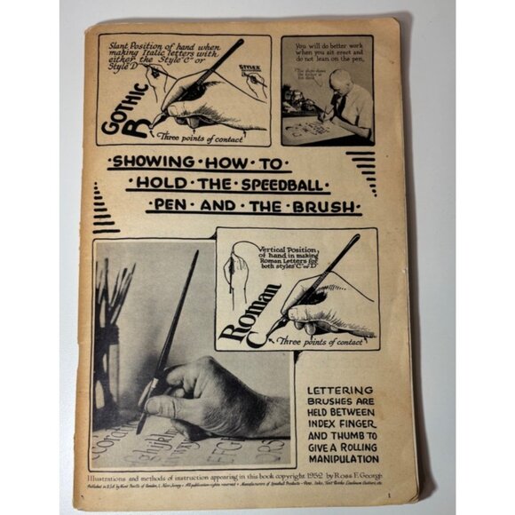 Vintage 1950 Speedball Lettering Textbook No. 17 Junk Journal Calligraphy - Picture 1 of 7